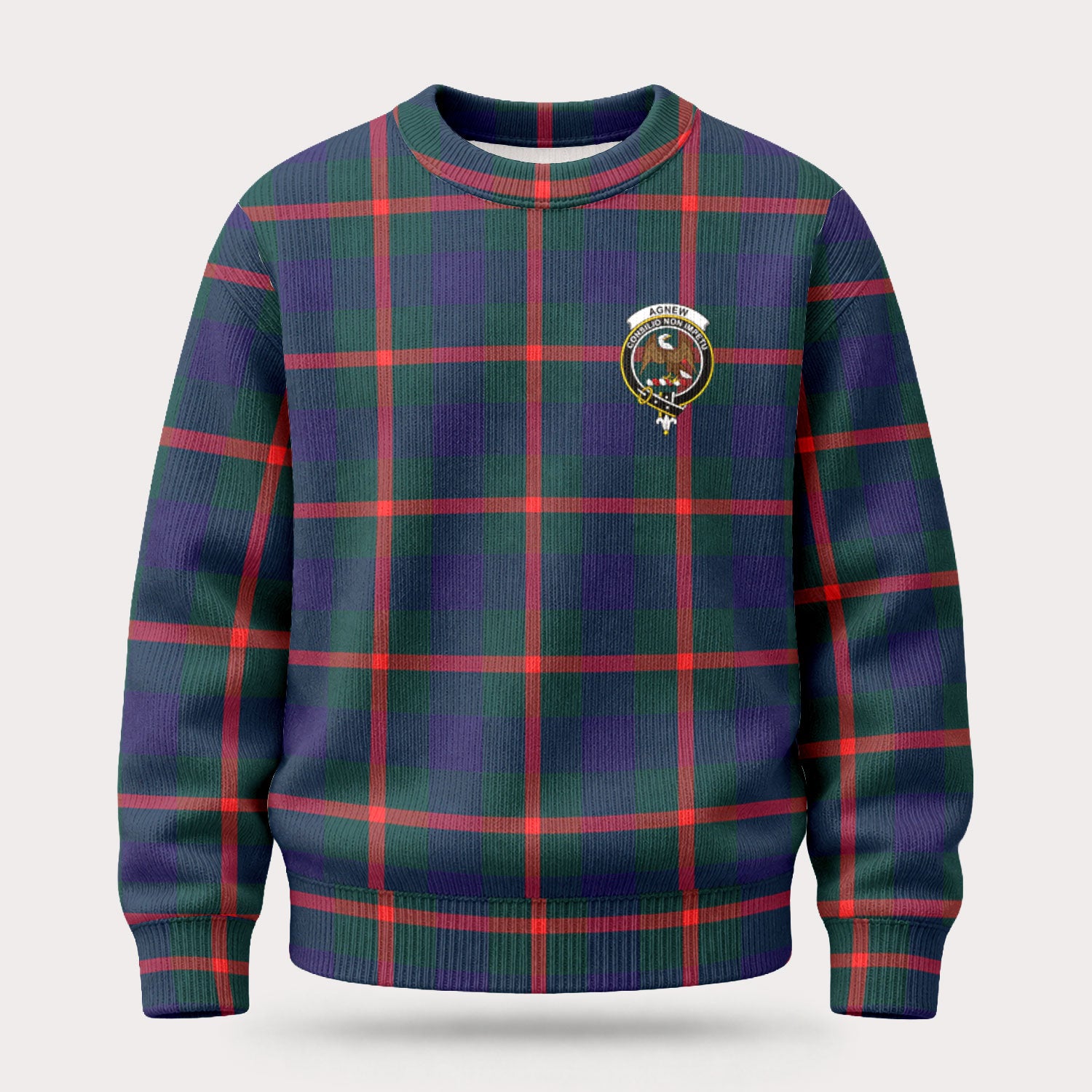Agnew Modern Tartan Crest Sweater