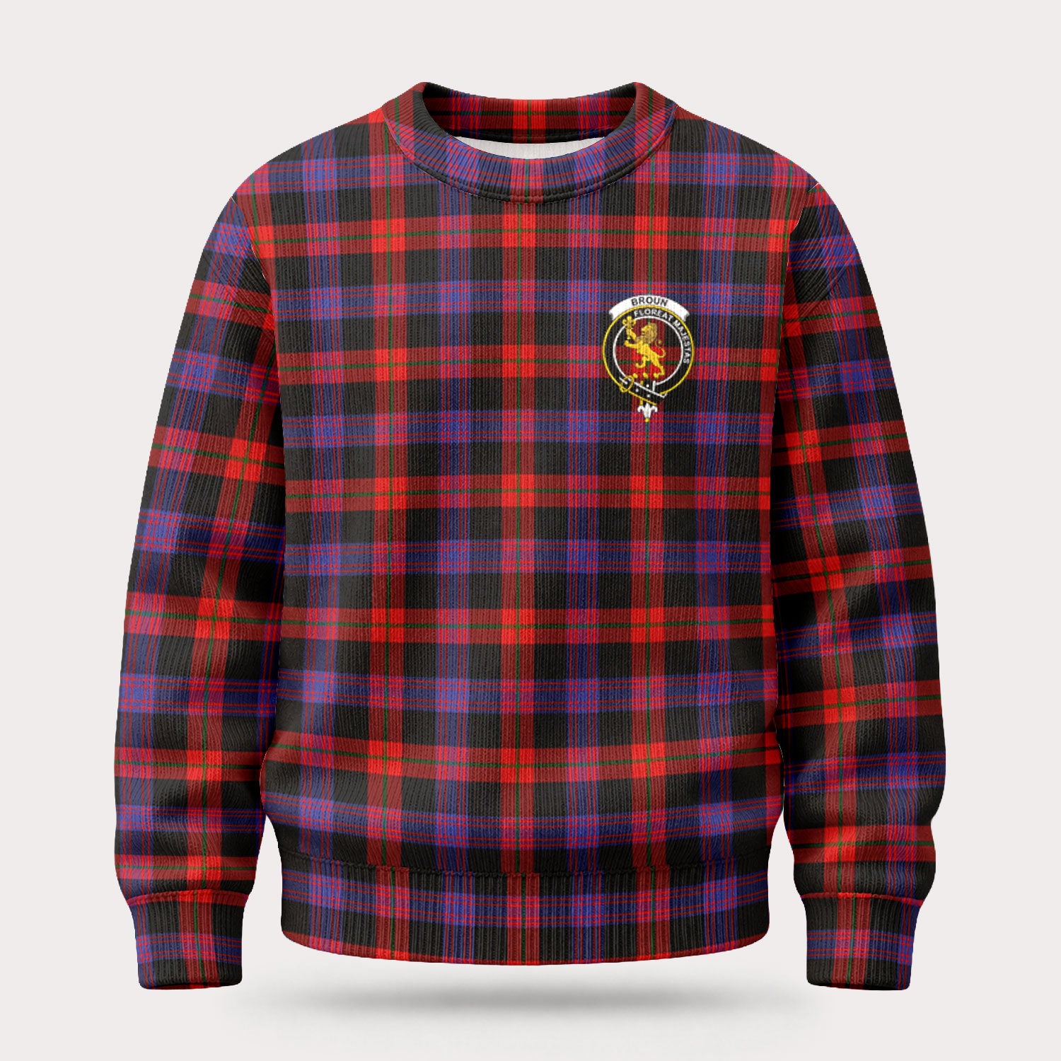 Broun Modern Tartan Crest Sweater