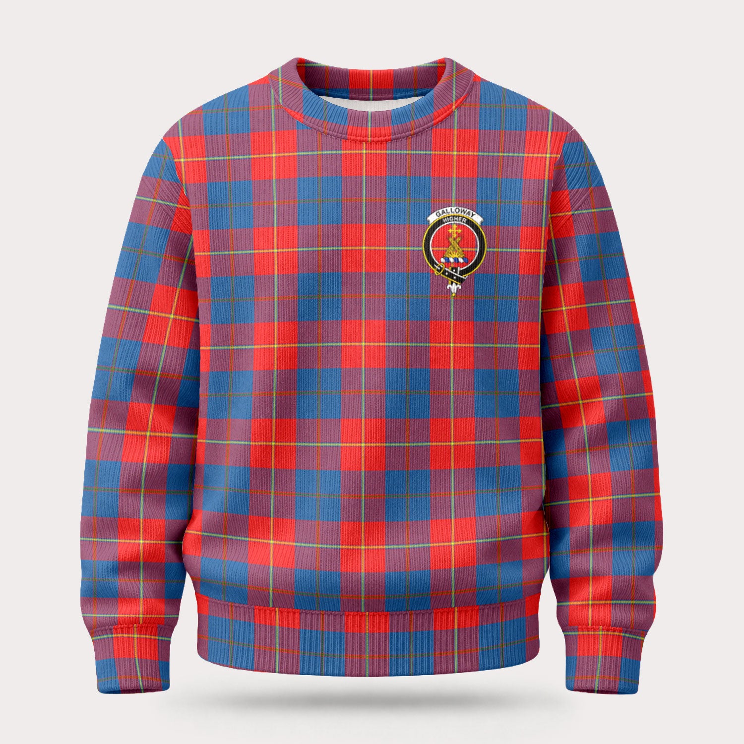 Galloway Red Tartan Crest Sweater