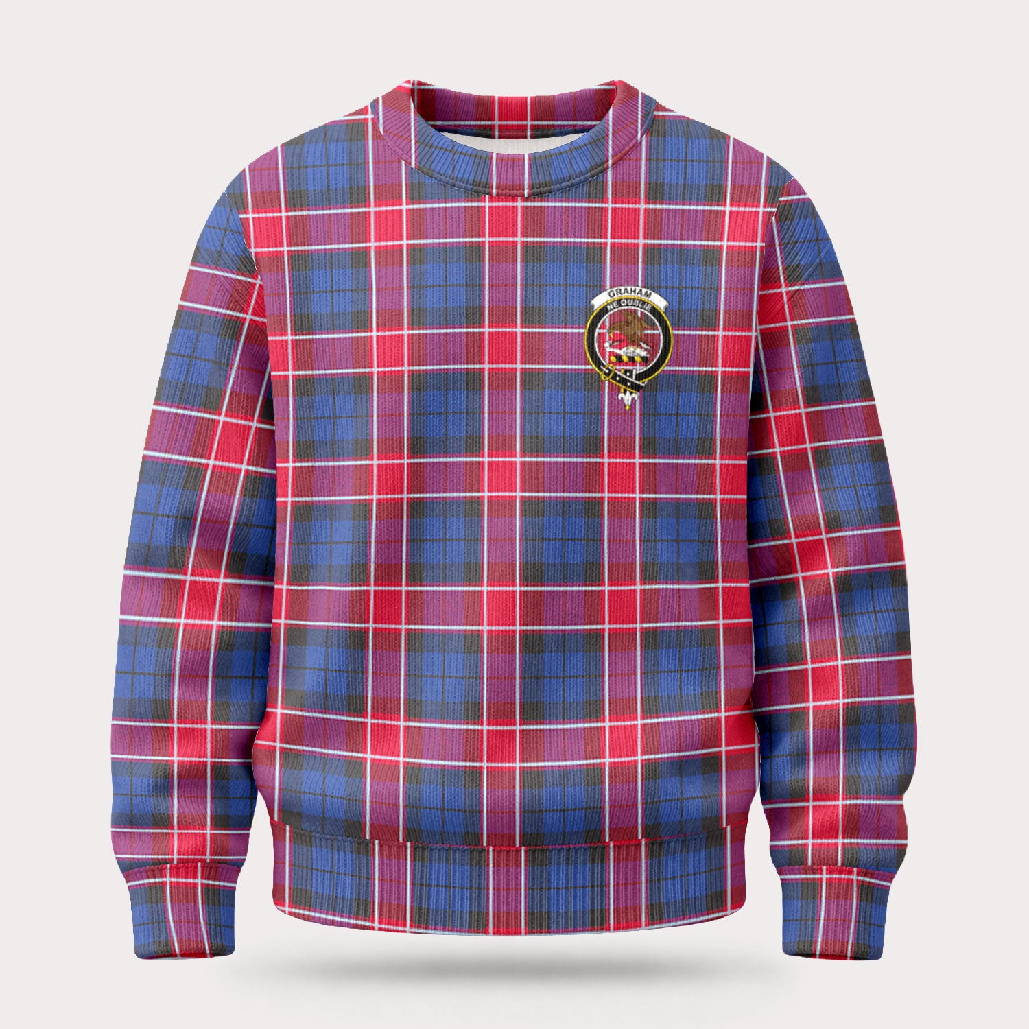 Graham of Menteith Red Tartan Crest Sweater