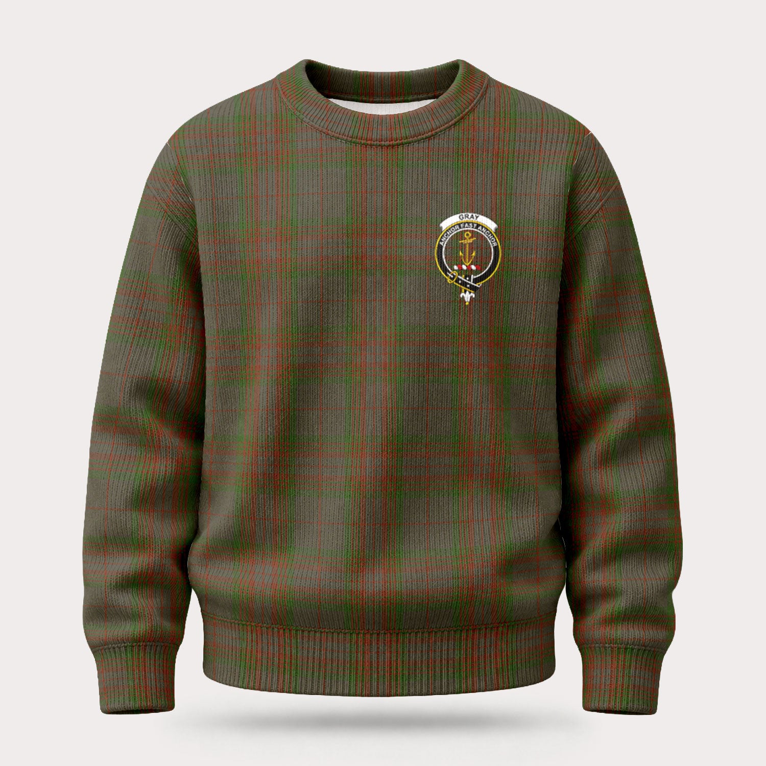 Gray Tartan Crest Sweater