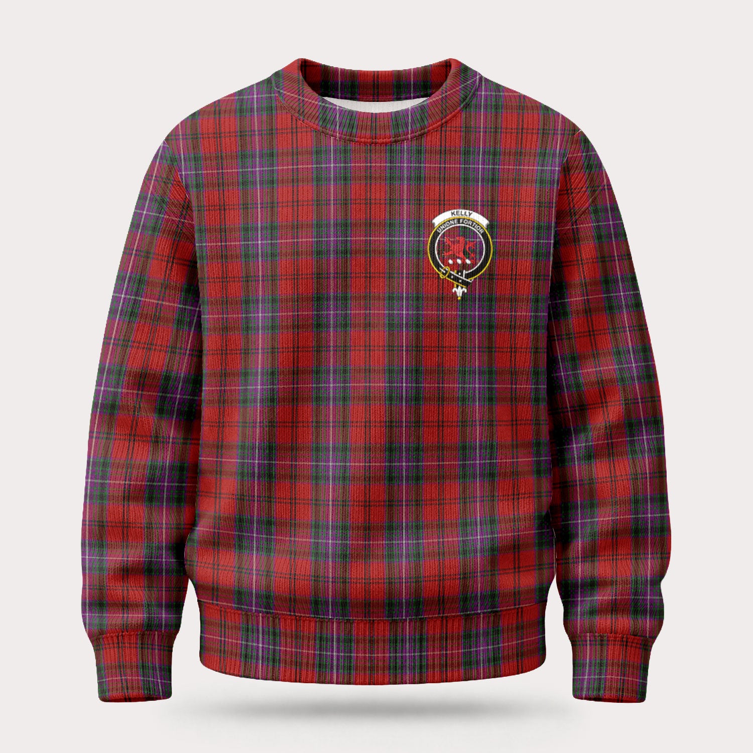 Kelly of Sleat Red Tartan Crest Sweater