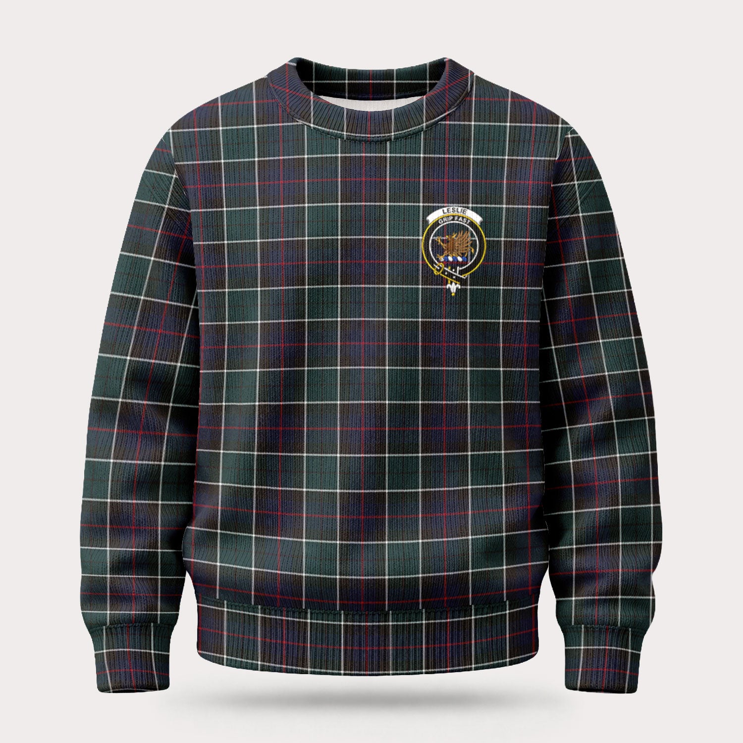 Leslie Hunting Modern Tartan Crest Sweater