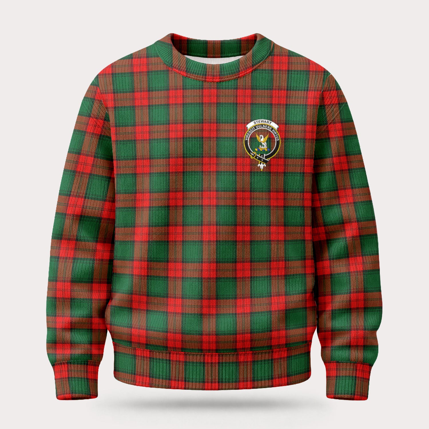 Stewart Atholl Modern Tartan Crest Sweater
