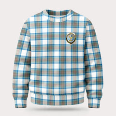 Stewart Muted Blue Tartan Crest Sweater