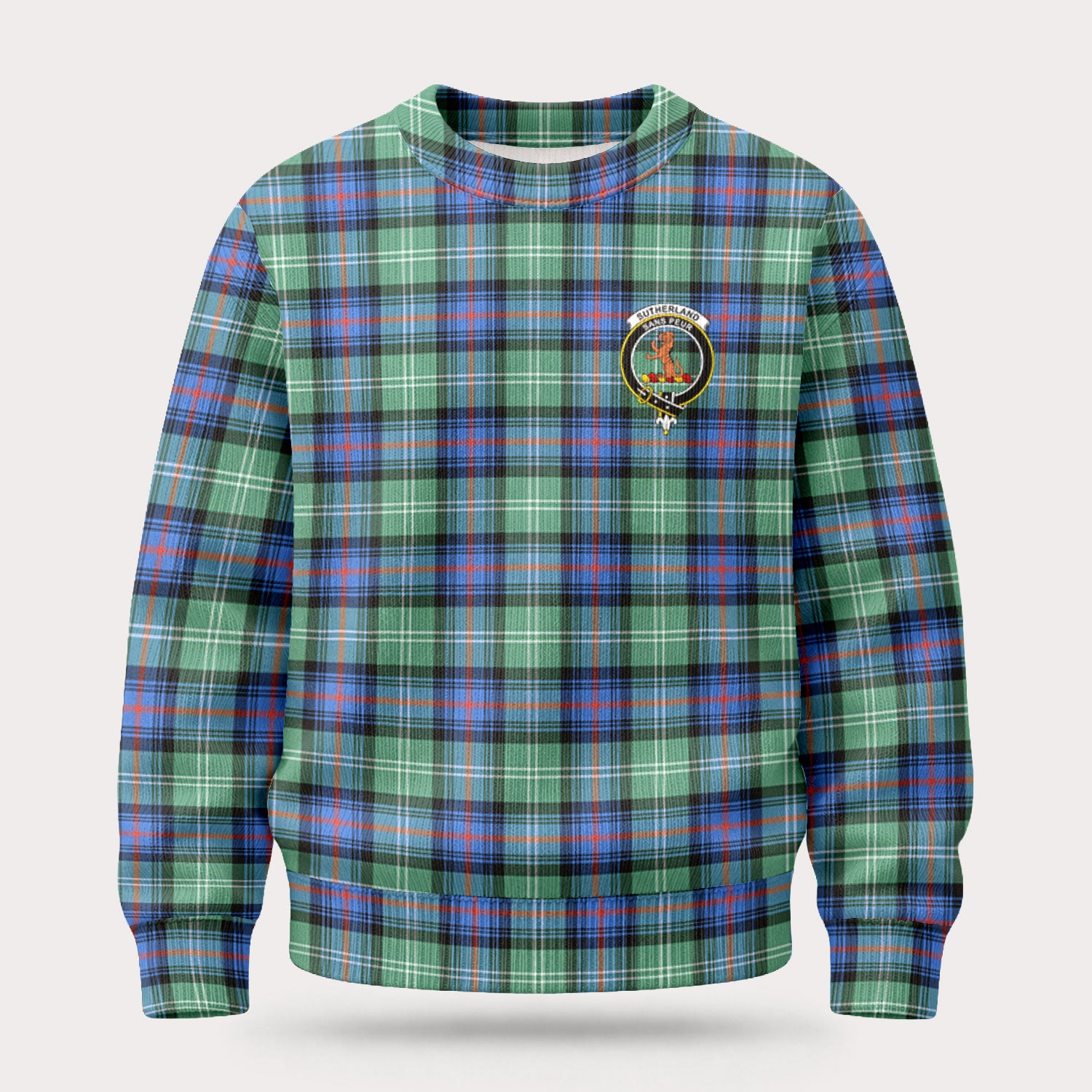 Sutherland Old Ancient Tartan Crest Sweater