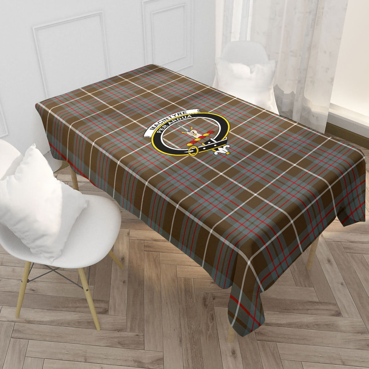 MacIntyre Hunting Weathered Tartan Crest Tablecloth