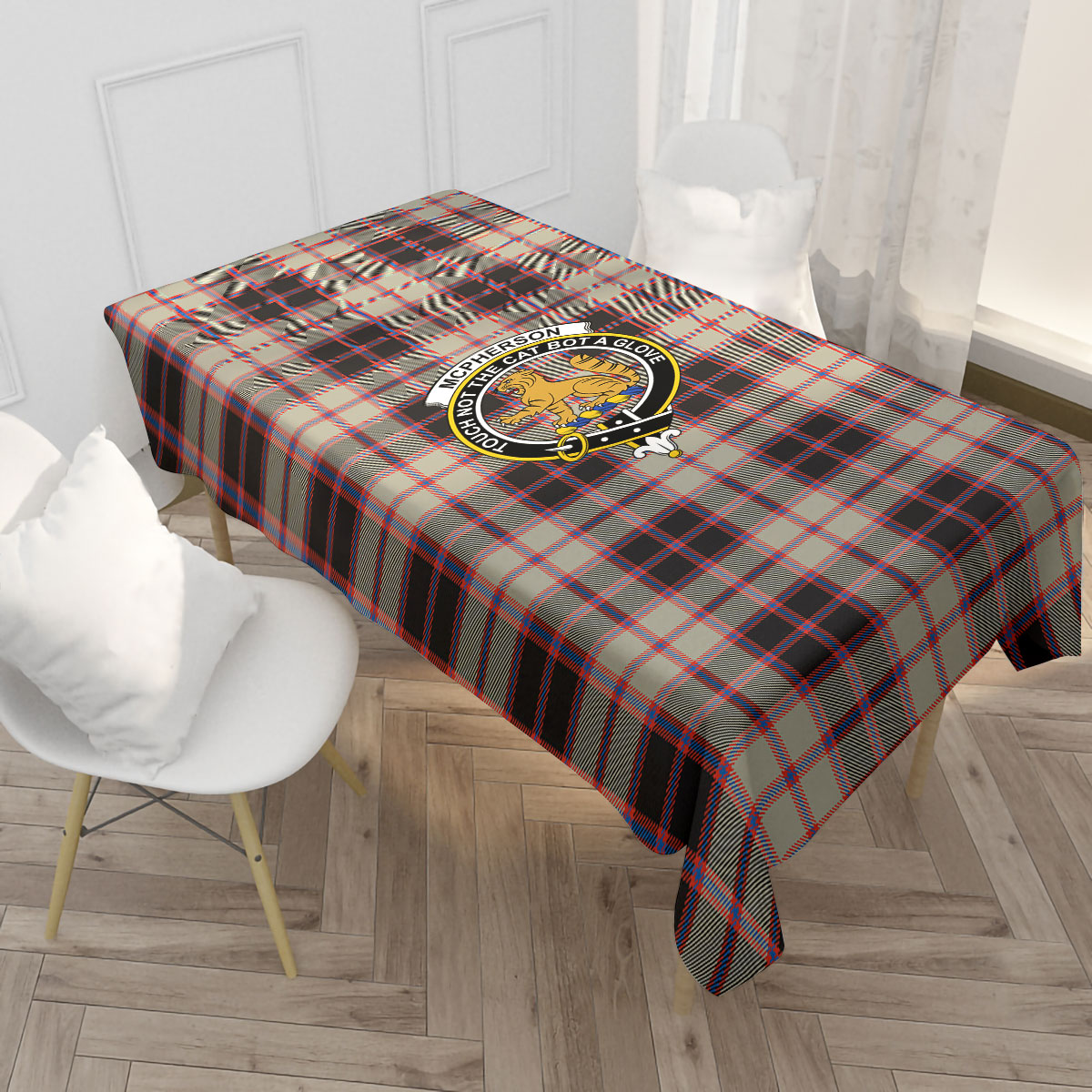 McPherson Hunting Ancient Tartan Crest Tablecloth