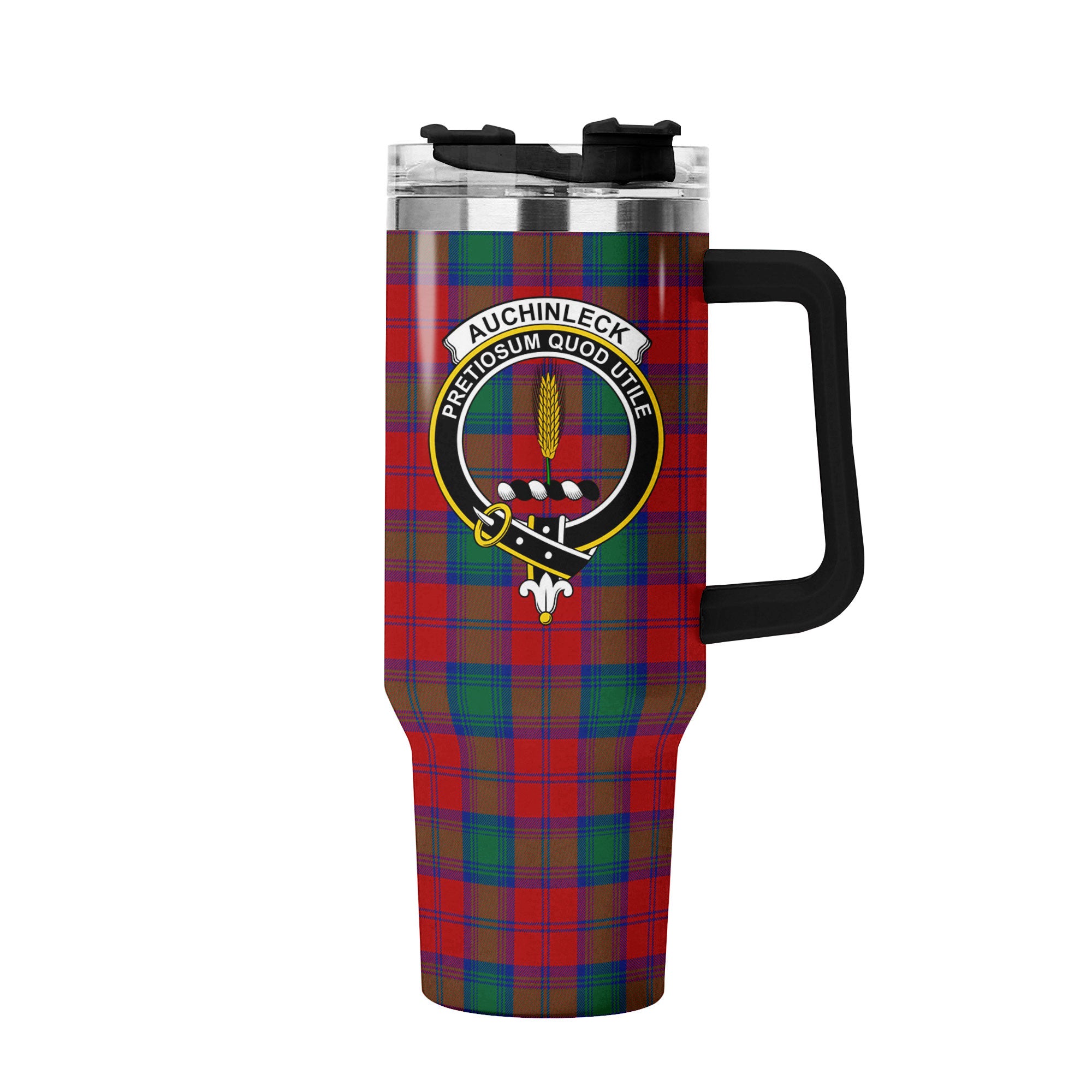 Auchinleck Tartan Crest 40 oz Insulated Tumbler with Handle