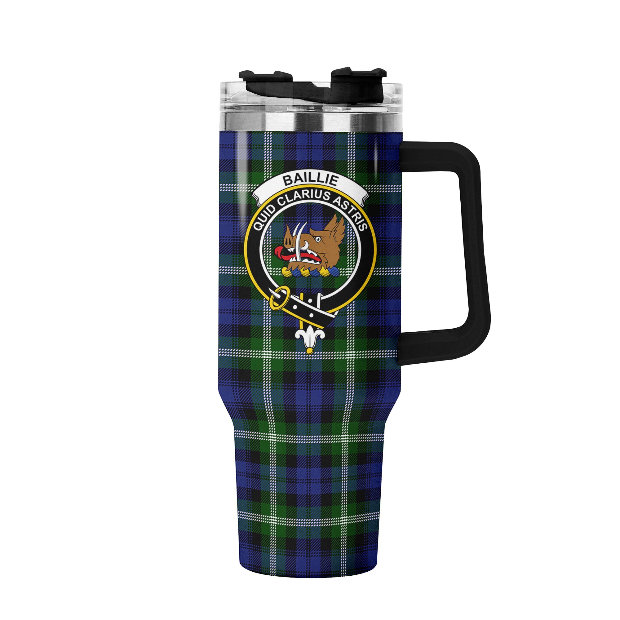 Baillie Modern Tartan Crest 40 oz Insulated Tumbler with Handle