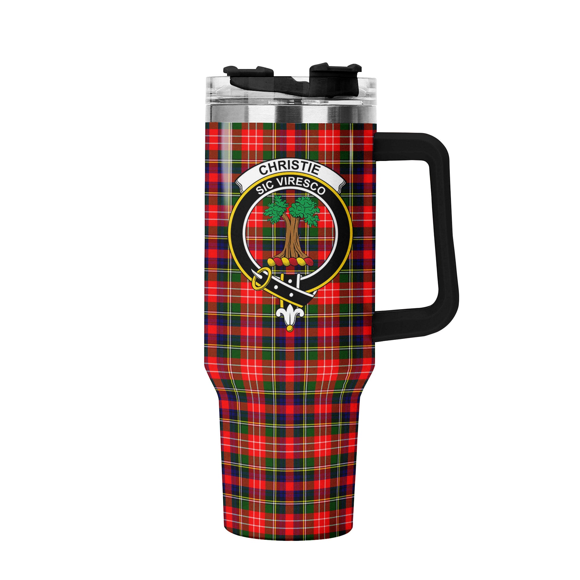 Christie Tartan Crest 40 oz Insulated Tumbler with Handle