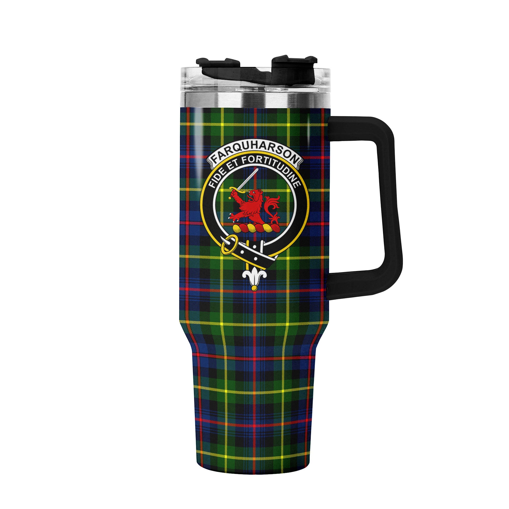 Farquharson Modern Tartan Crest 40 oz Insulated Tumbler with Handle