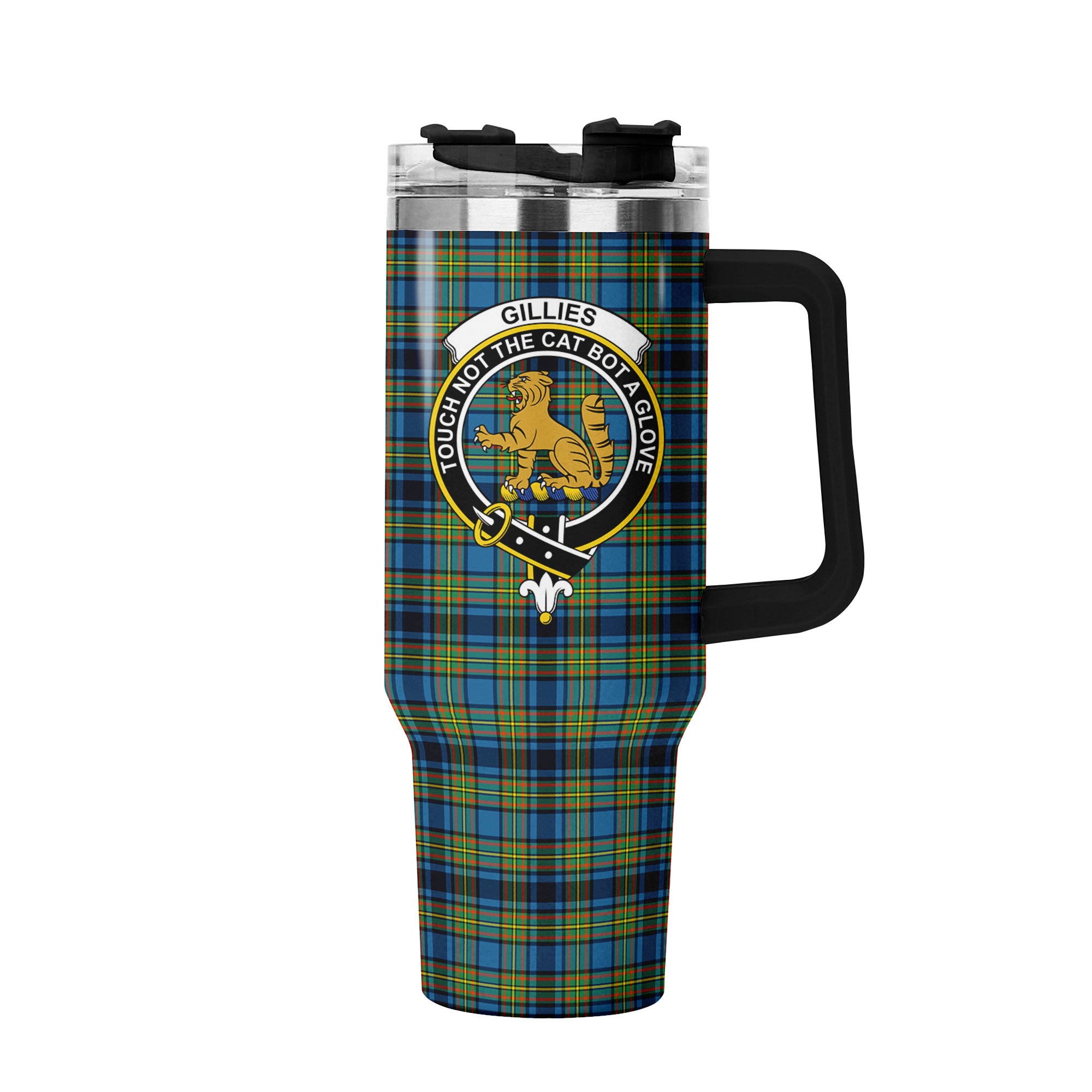 Gillies Ancient Tartan Crest 40 oz Insulated Tumbler with Handle