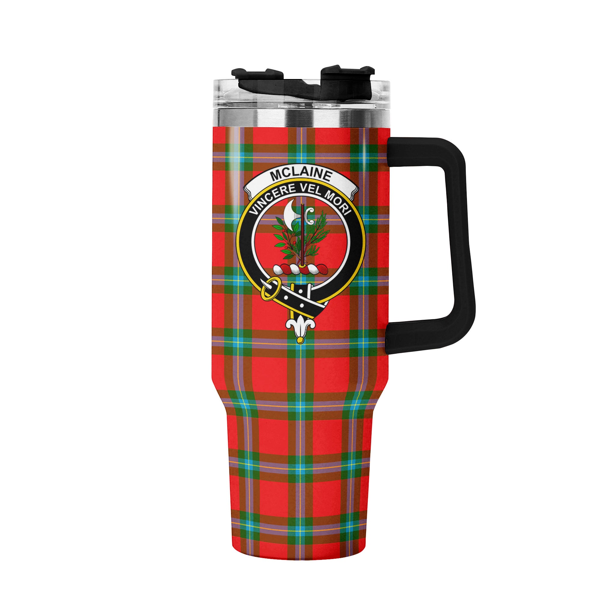 McLaine of Loch Buie Tartan Crest 40 oz Insulated Tumbler with Handle