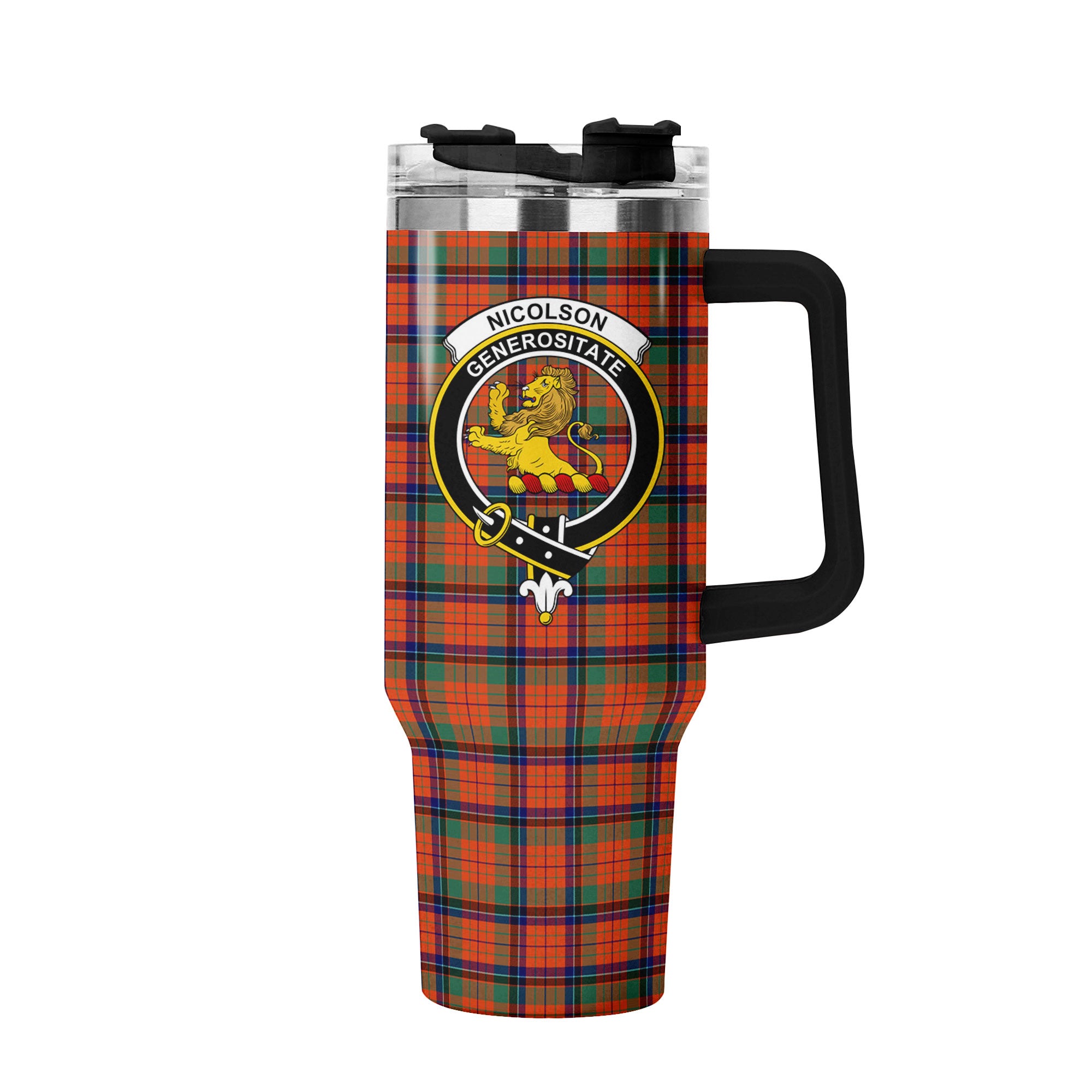 Nicolson Ancient Tartan Crest 40 oz Insulated Tumbler with Handle