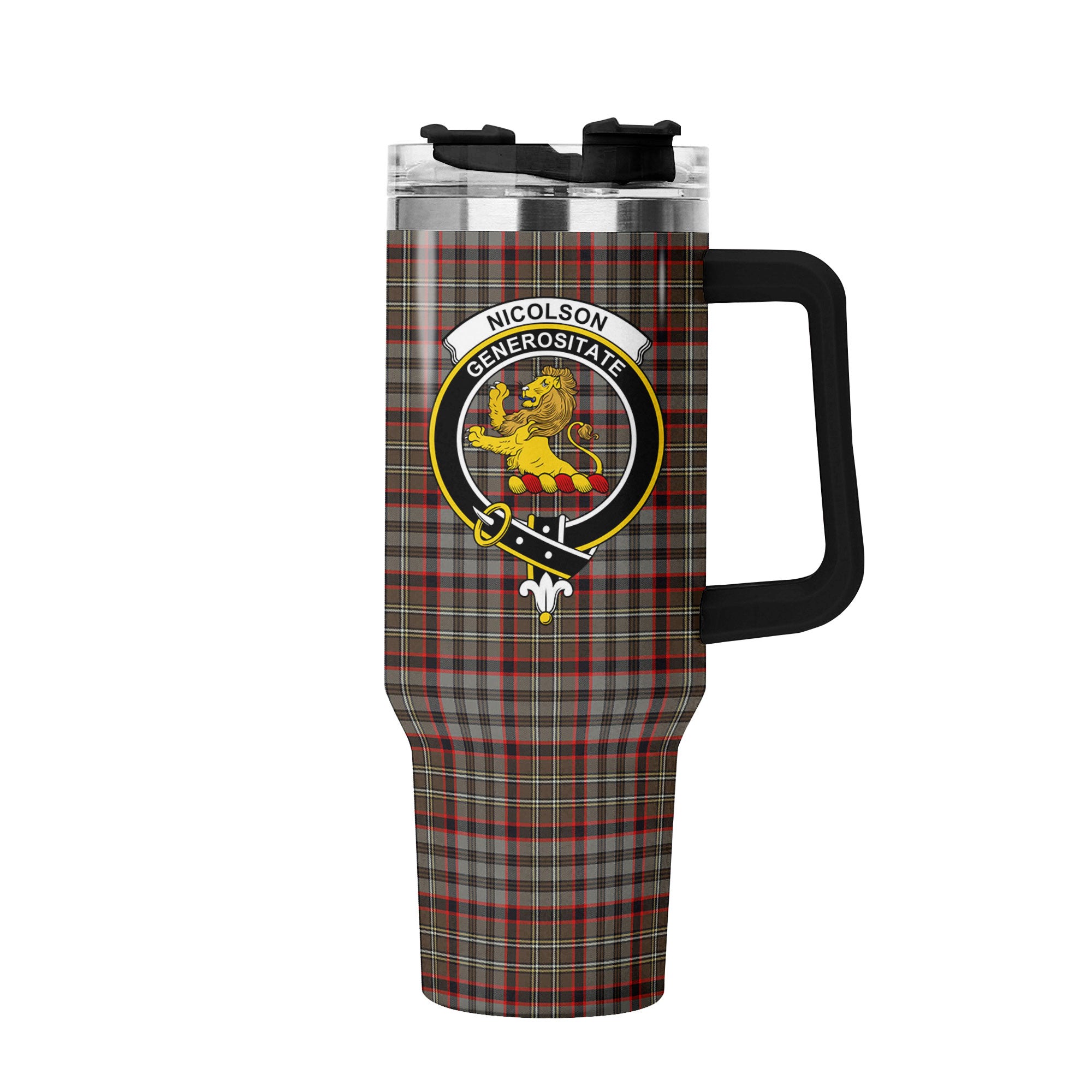 Nicolson Hunting Weathered Tartan Crest 40 oz Insulated Tumbler with Handle