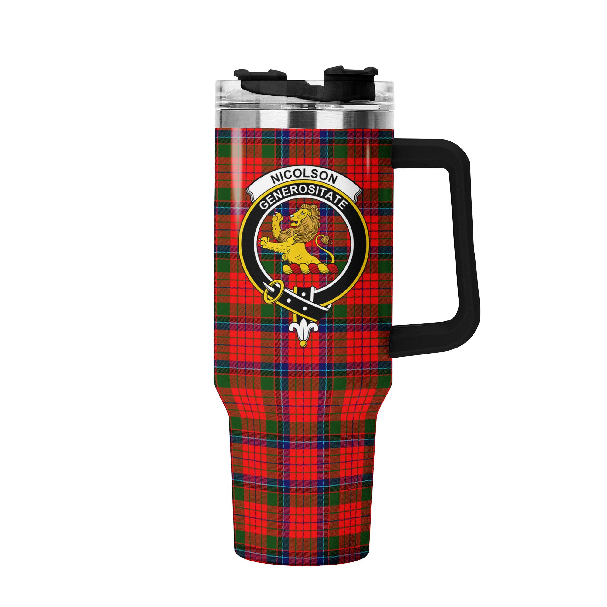 Nicolson Modern Tartan Crest 40 oz Insulated Tumbler with Handle