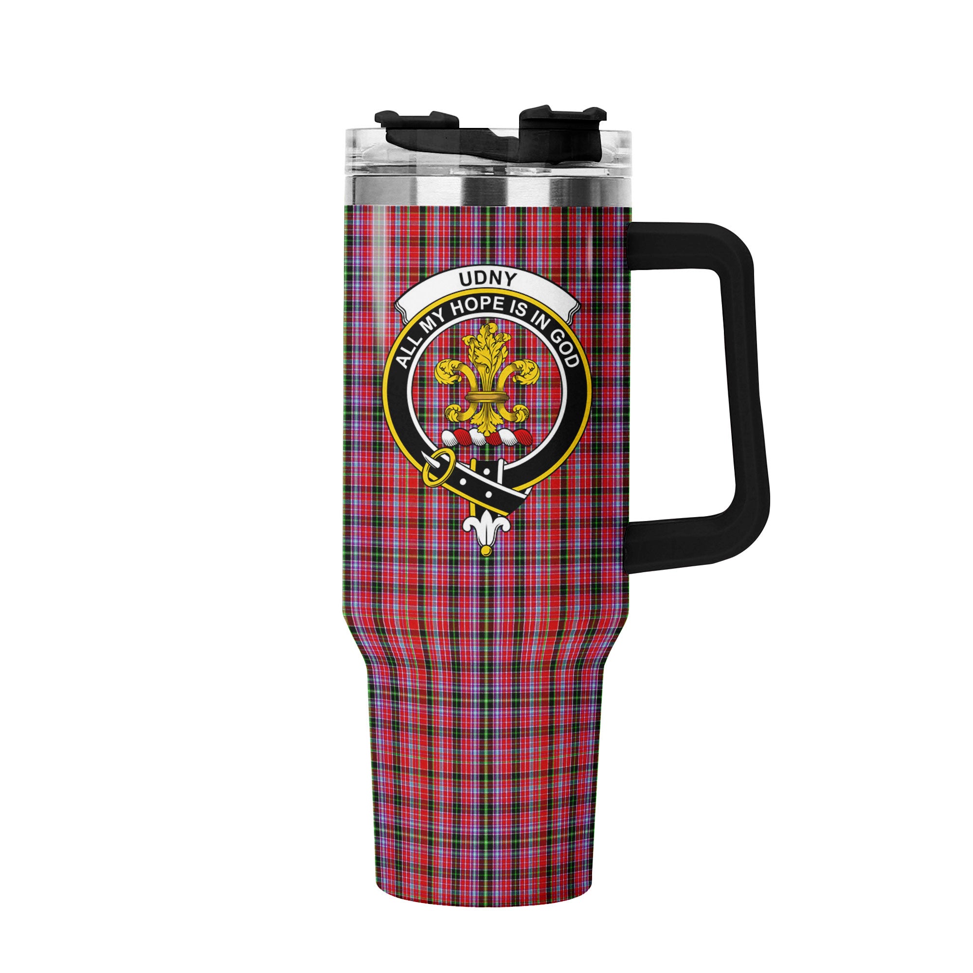 Udny Tartan Crest 40 oz Insulated Tumbler with Handle