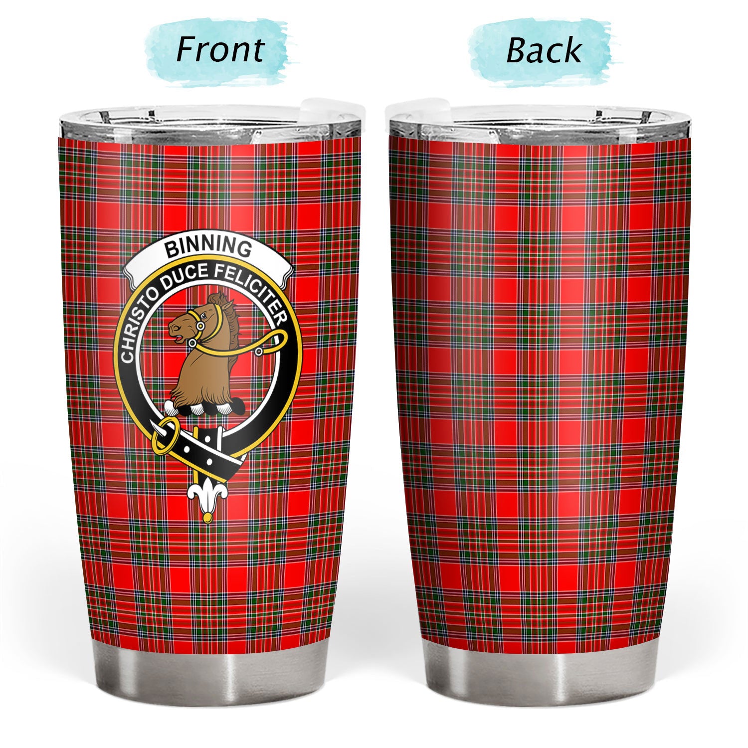 Binning (of Wallifoord) Tartan Crest Tumbler