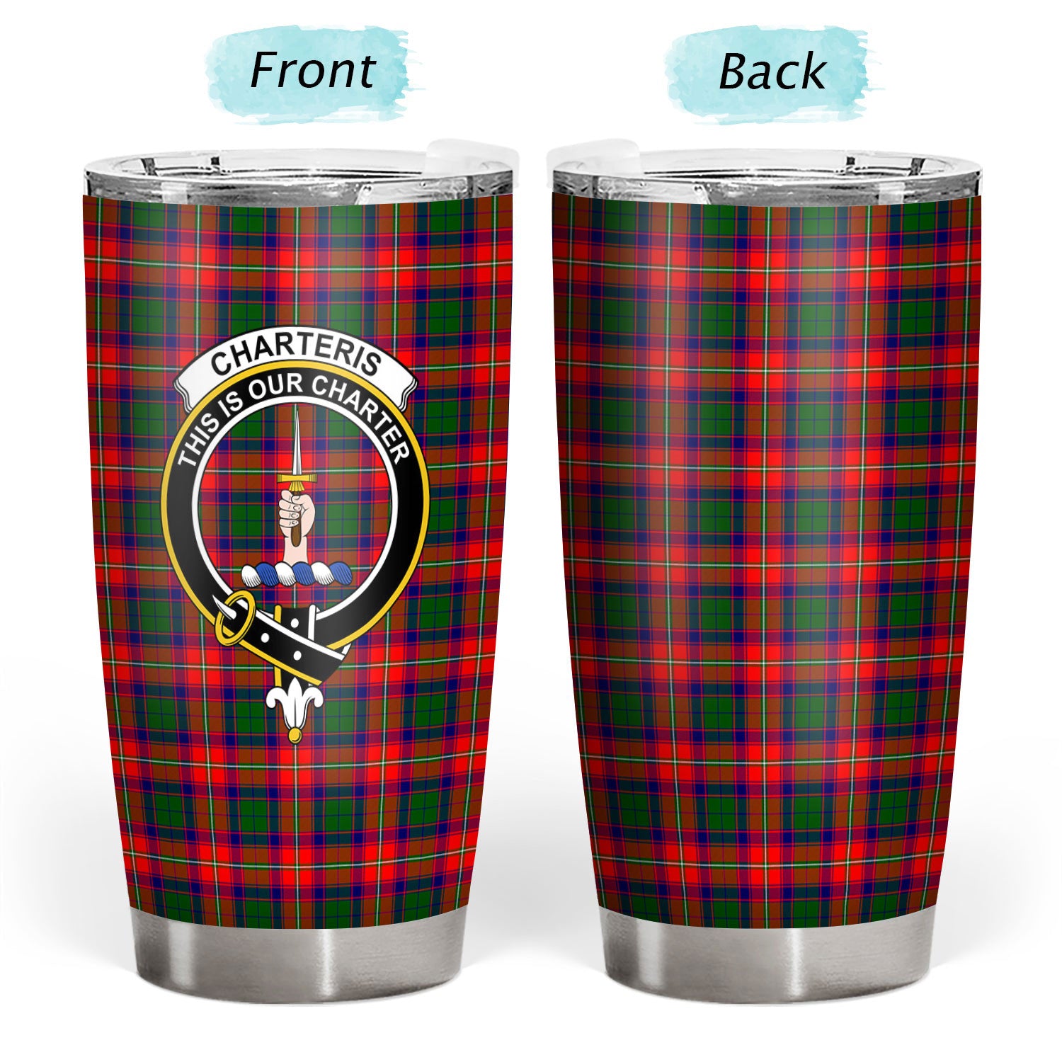 Charteris (Earl of Wemyss) Tartan Crest Tumbler