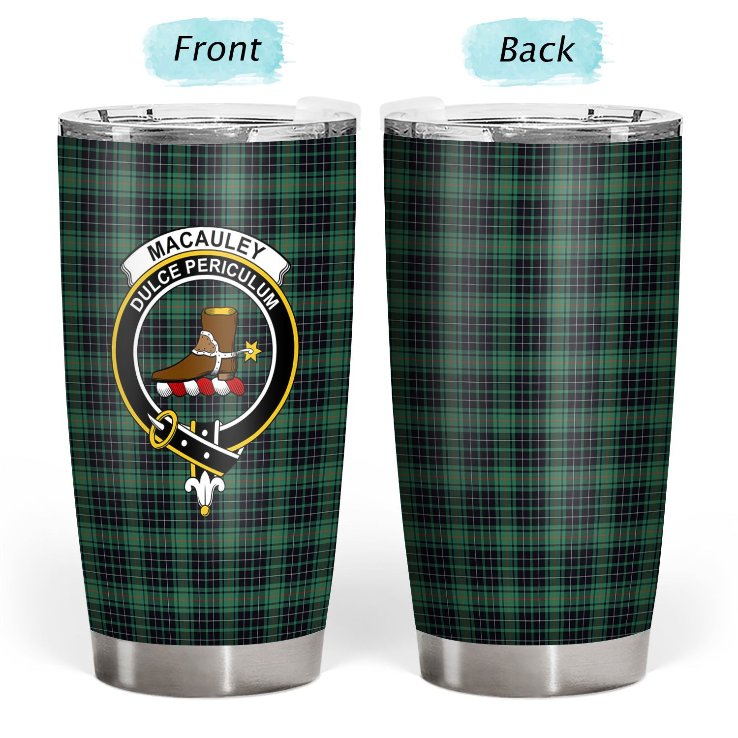 MacAuley Hunting Ancient Tartan Crest Tumbler