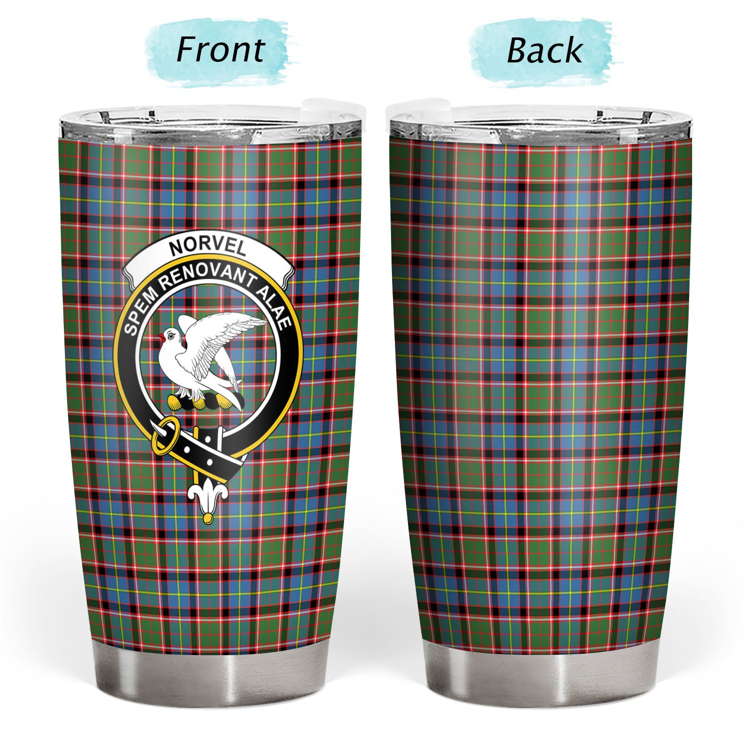 Norvel (or Norvill) Tartan Crest Tumbler