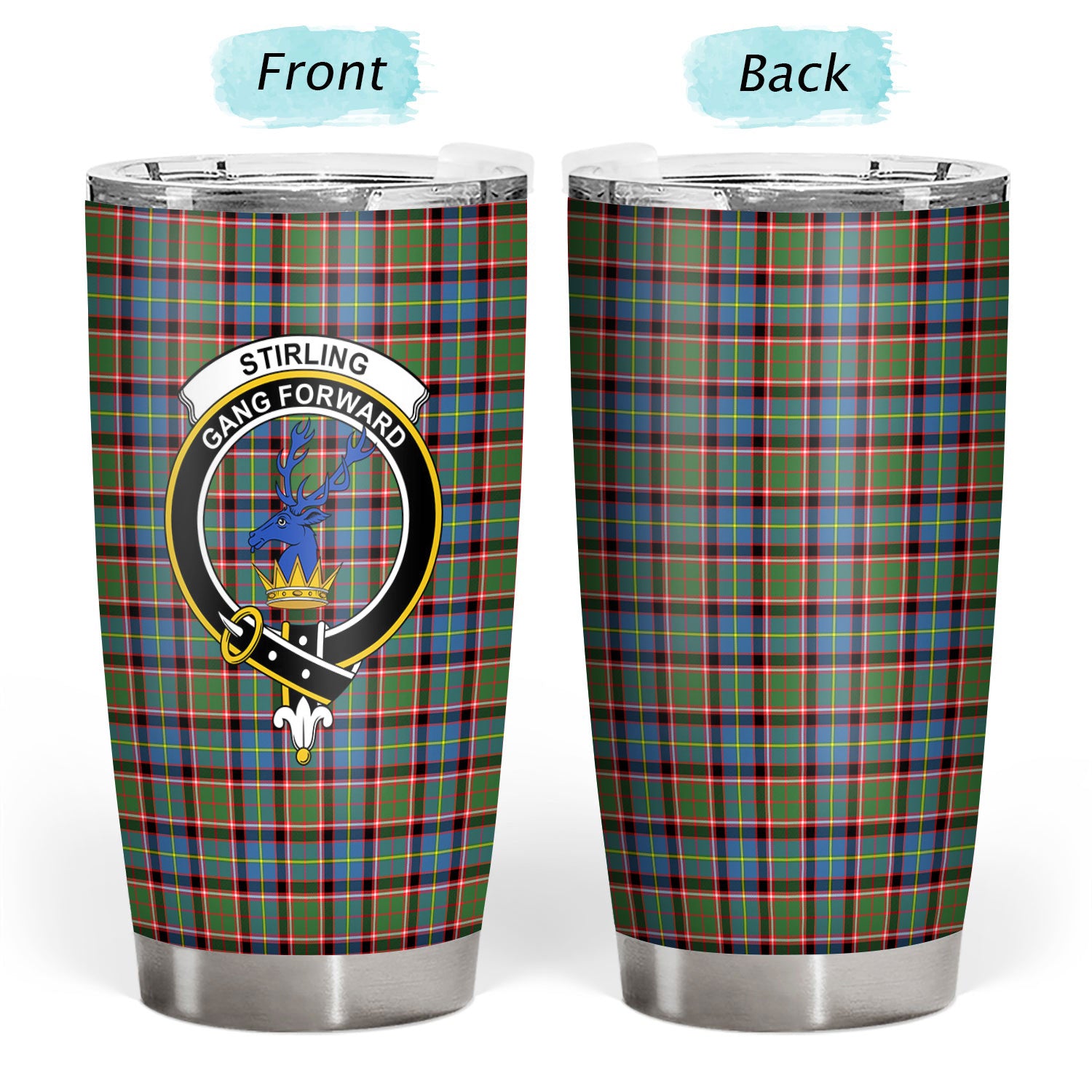 Stirling (of Cadder-Present Chief) Tartan Crest Tumbler