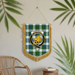 Campbell Dress Tartan Crest Wall Hanging Banner - Wood Pole