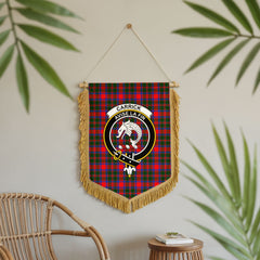Carrick District Tartan Crest Wall Hanging Banner - Wood Pole
