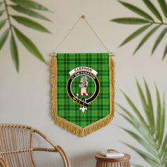 Clephan (or Clephane) Tartan Crest Wall Hanging Banner - Wood Pole