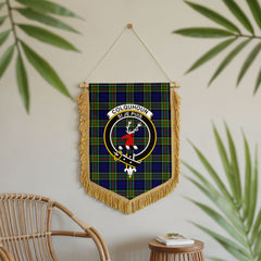 Colquhoun Modern Tartan Crest Wall Hanging Banner - Wood Pole