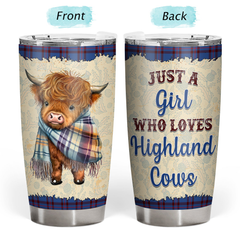 Just A Girl Who Loves Highland Cows - Elliot Tartan Tumbler