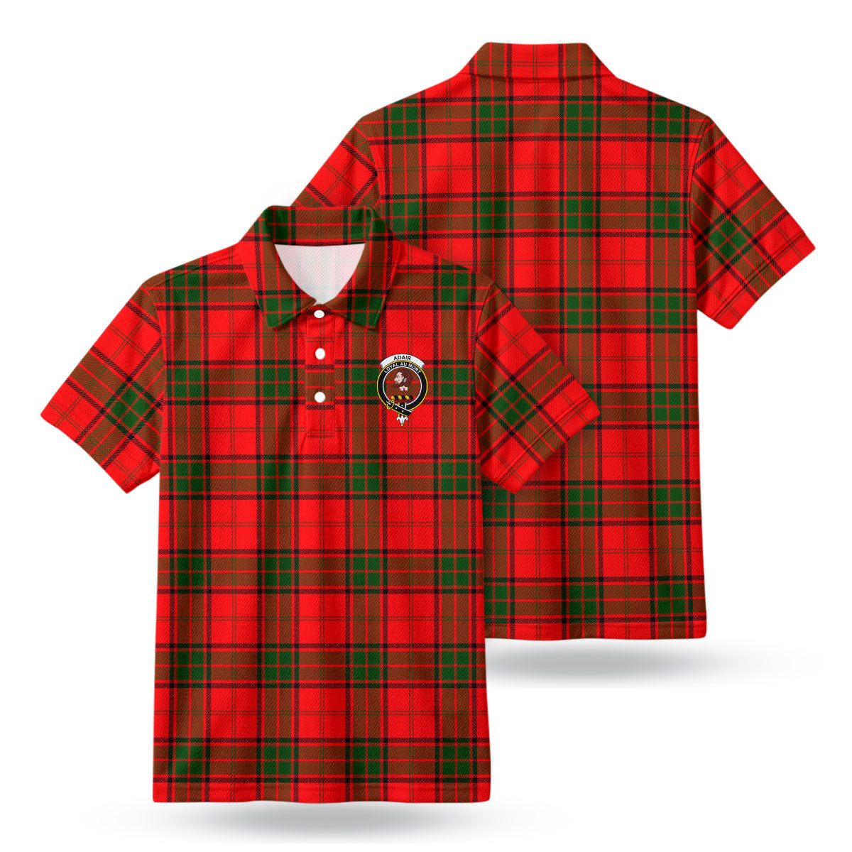 Adair Modern Tartan Crest Birdseye Mesh Polo Shirt