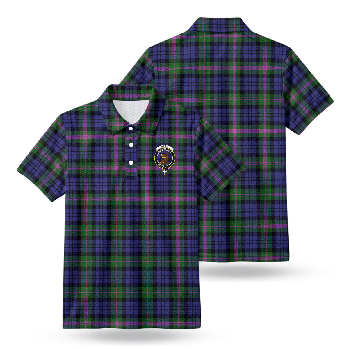 Baird Modern Tartan Crest Birdseye Mesh Polo Shirt