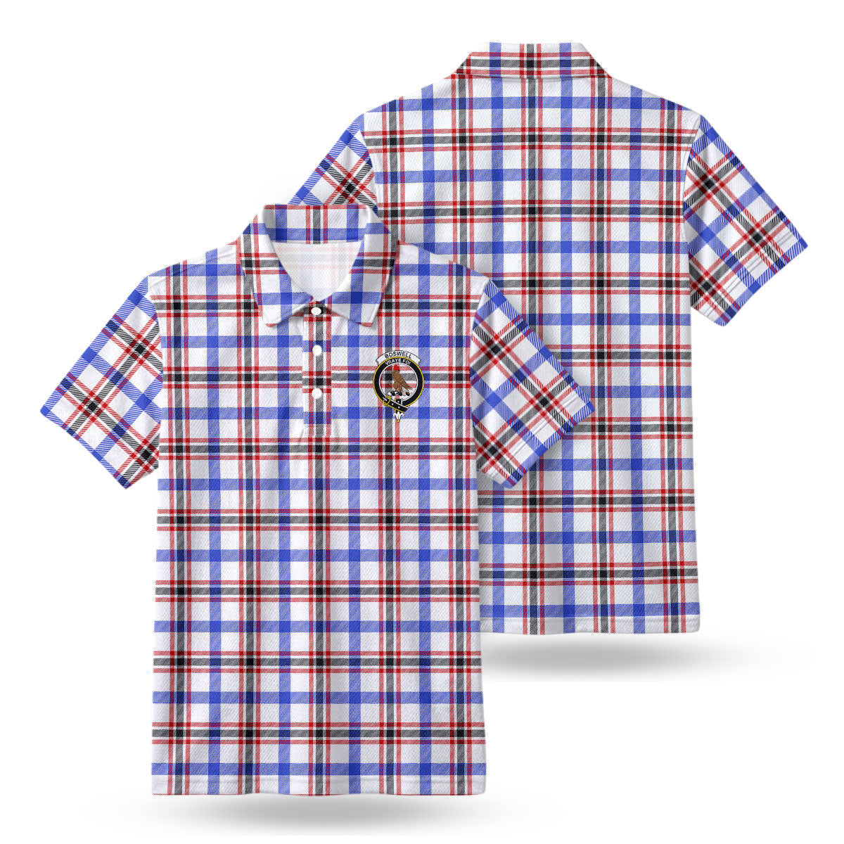 Boswell Modern Tartan Crest Birdseye Mesh Polo Shirt