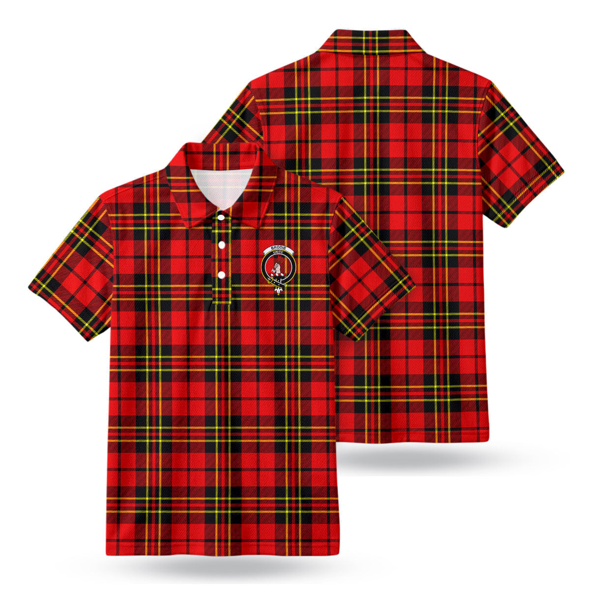 Brodie Modern Tartan Crest Birdseye Mesh Polo Shirt