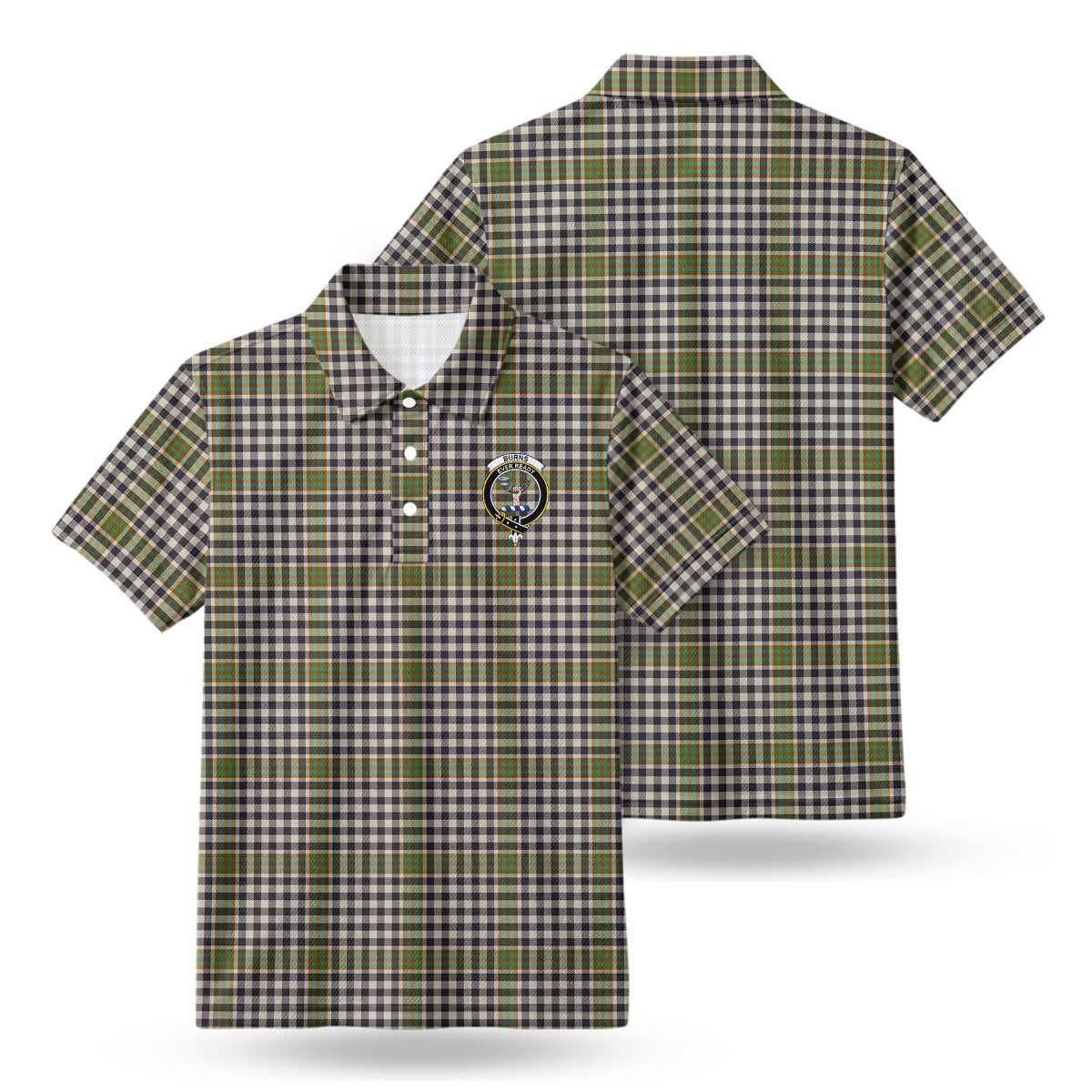 Burns Check Tartan Crest Birdseye Mesh Polo Shirt