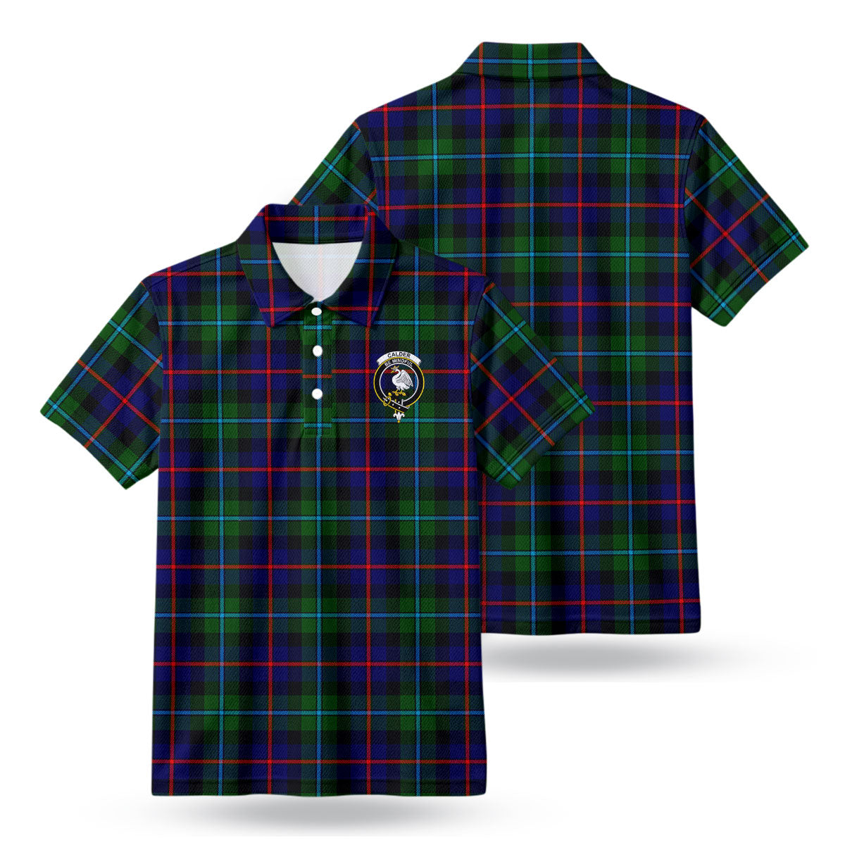 Calder (Calder-Campbell) Tartan Crest Birdseye Mesh Polo Shirt