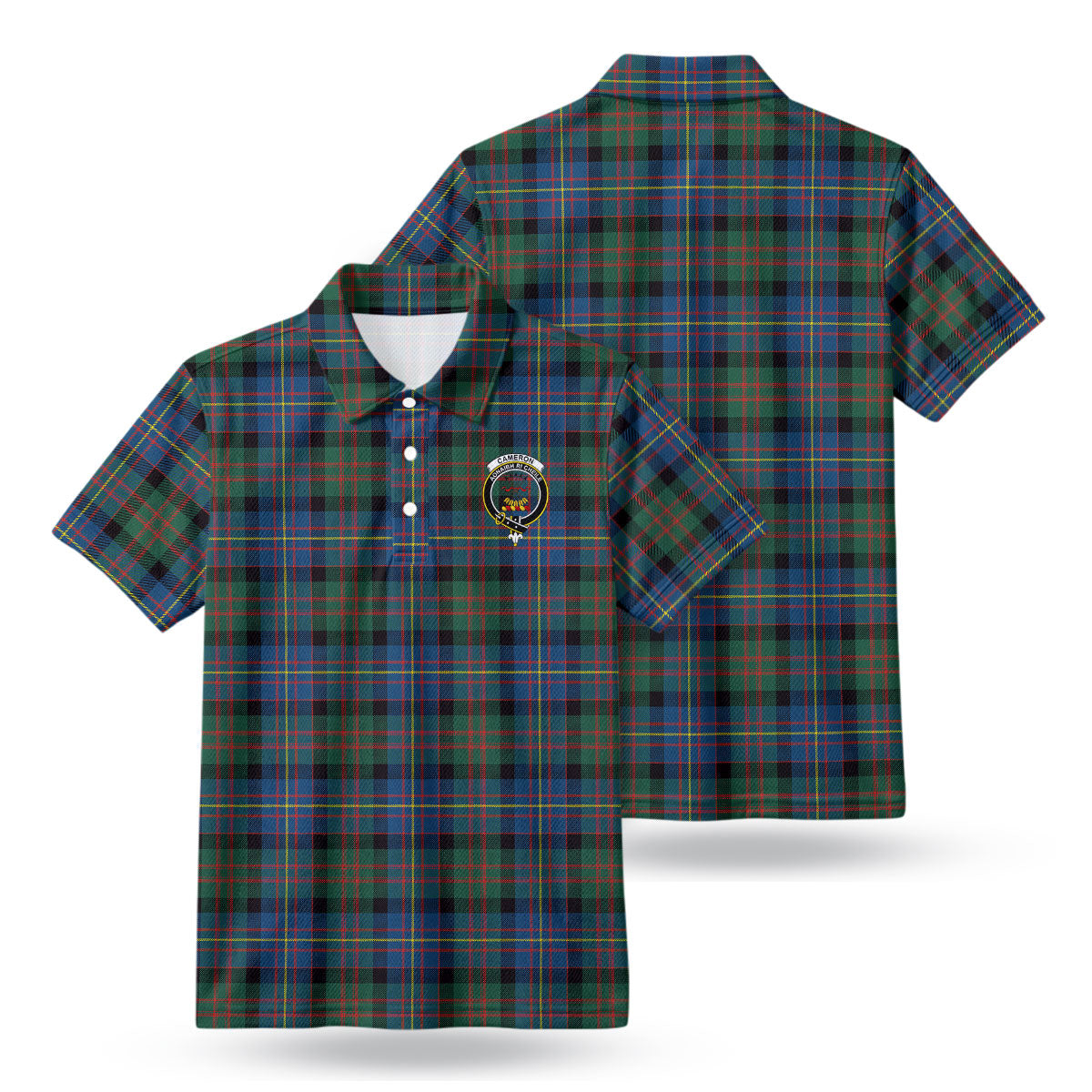 Cameron of Erracht Ancient Tartan Crest Birdseye Mesh Polo Shirt