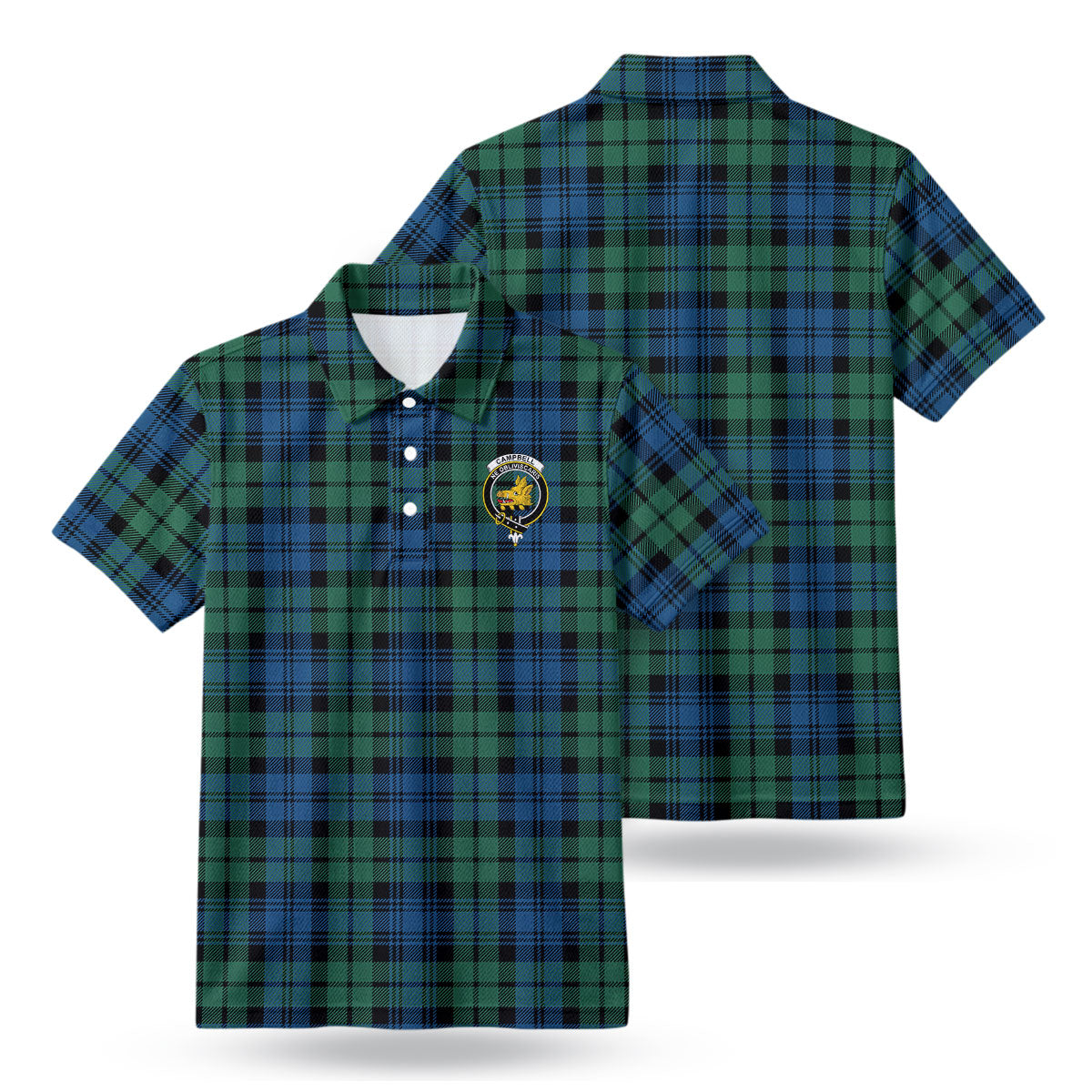 Campbell Ancient 02 Tartan Crest Birdseye Mesh Polo Shirt