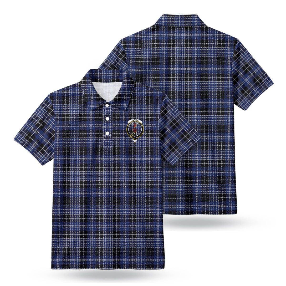 Clark Modern Tartan Crest Birdseye Mesh Polo Shirt
