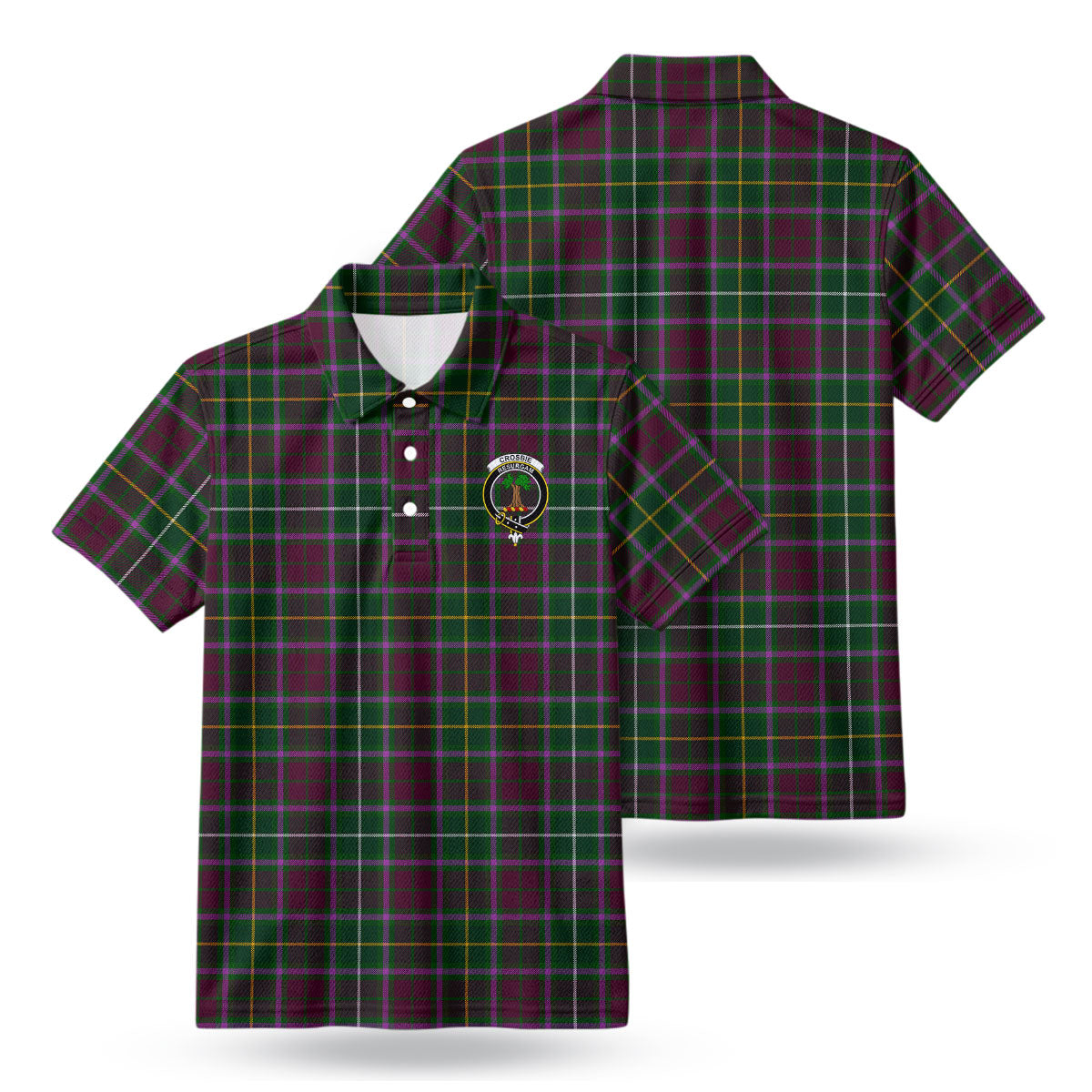 Crosbie Tartan Crest Birdseye Mesh Polo Shirt