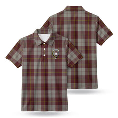 Cunningham Burgundy Dancers Tartan Crest Birdseye Mesh Polo Shirt