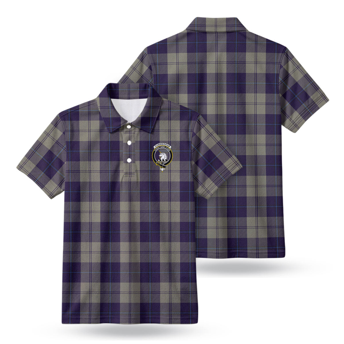 Cunningham Dress Blue Dancers Tartan Crest Birdseye Mesh Polo Shirt