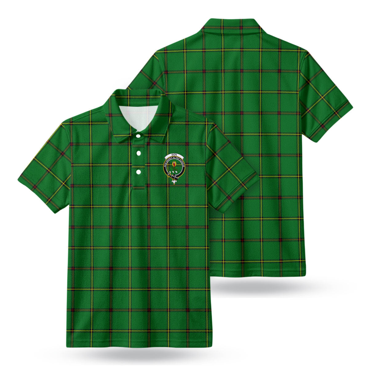 Don Tartan Crest Birdseye Mesh Polo Shirt