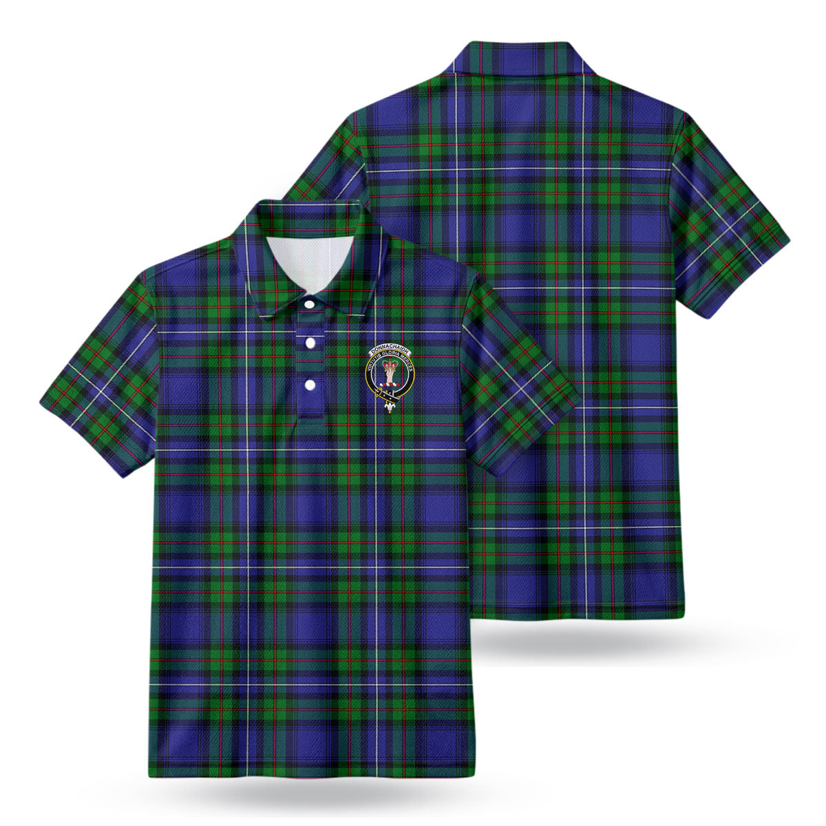Donnachaidh Tartan Crest Birdseye Mesh Polo Shirt