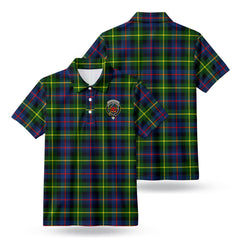 Farquharson Modern Tartan Crest Birdseye Mesh Polo Shirt