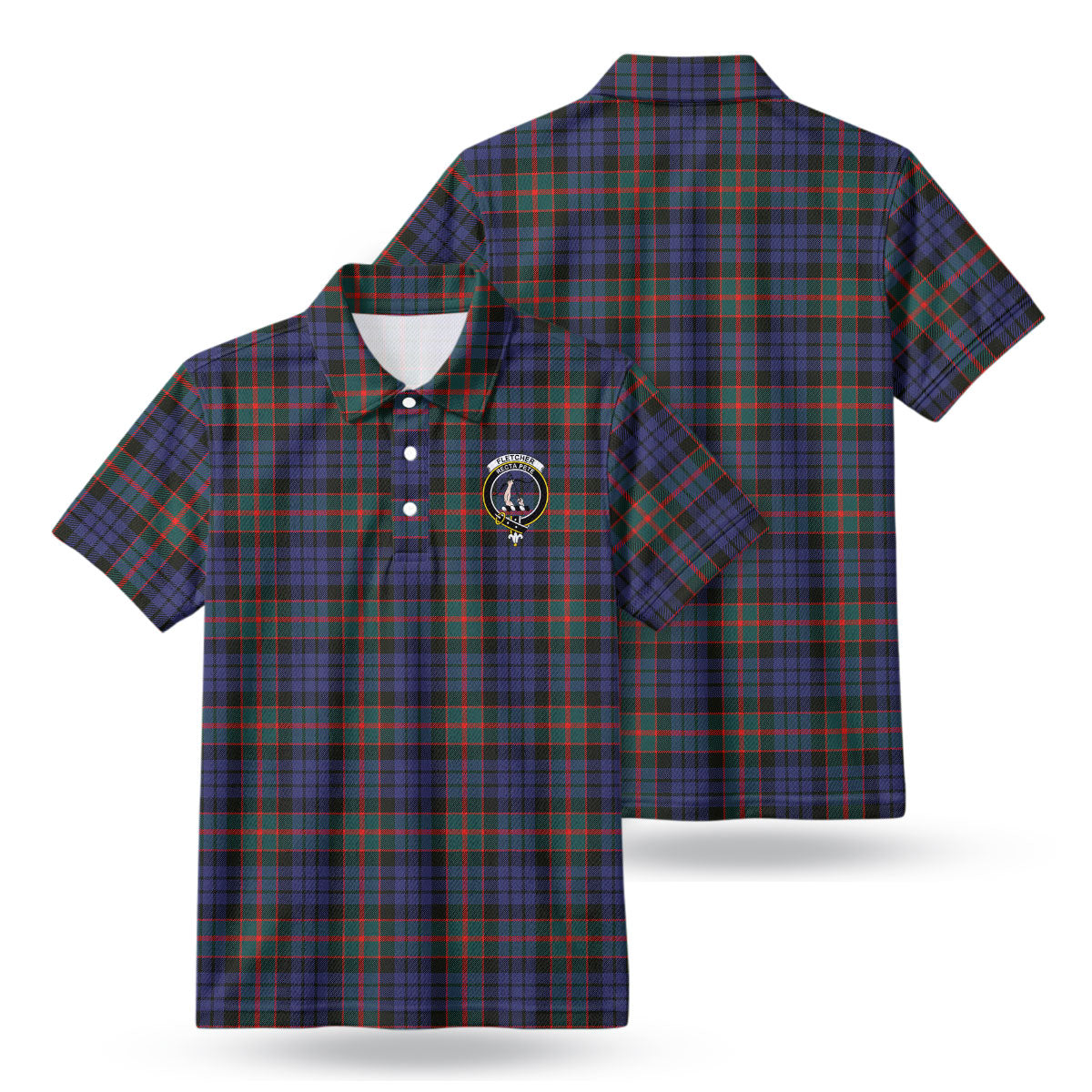 Fletcher of Dunans Tartan Crest Birdseye Mesh Polo Shirt