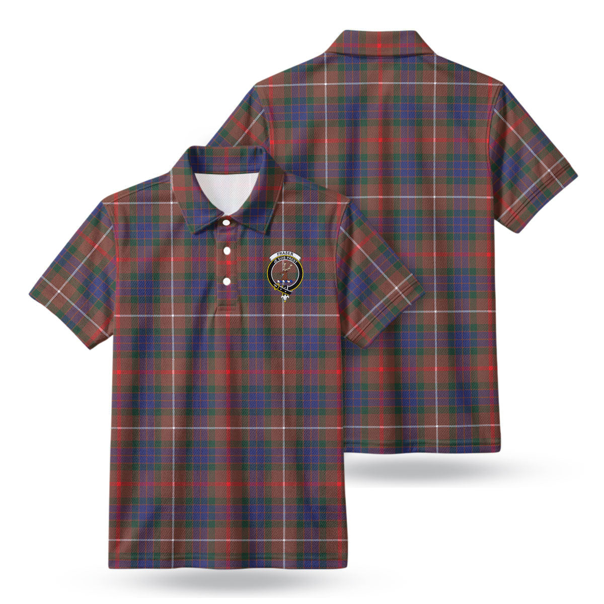 Fraser (of Lovat) Hunting Modern Tartan Crest Birdseye Mesh Polo Shirt