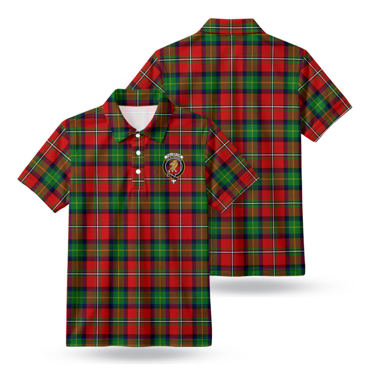 Fullerton Tartan Crest Birdseye Mesh Polo Shirt